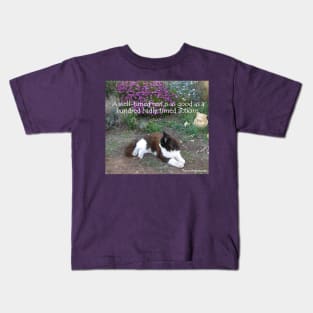 Tuxedo Cat A Well Timed Rest Is As Good as a Hundred Badly Timed Actions - Inspirational Quotes Kids T-Shirt